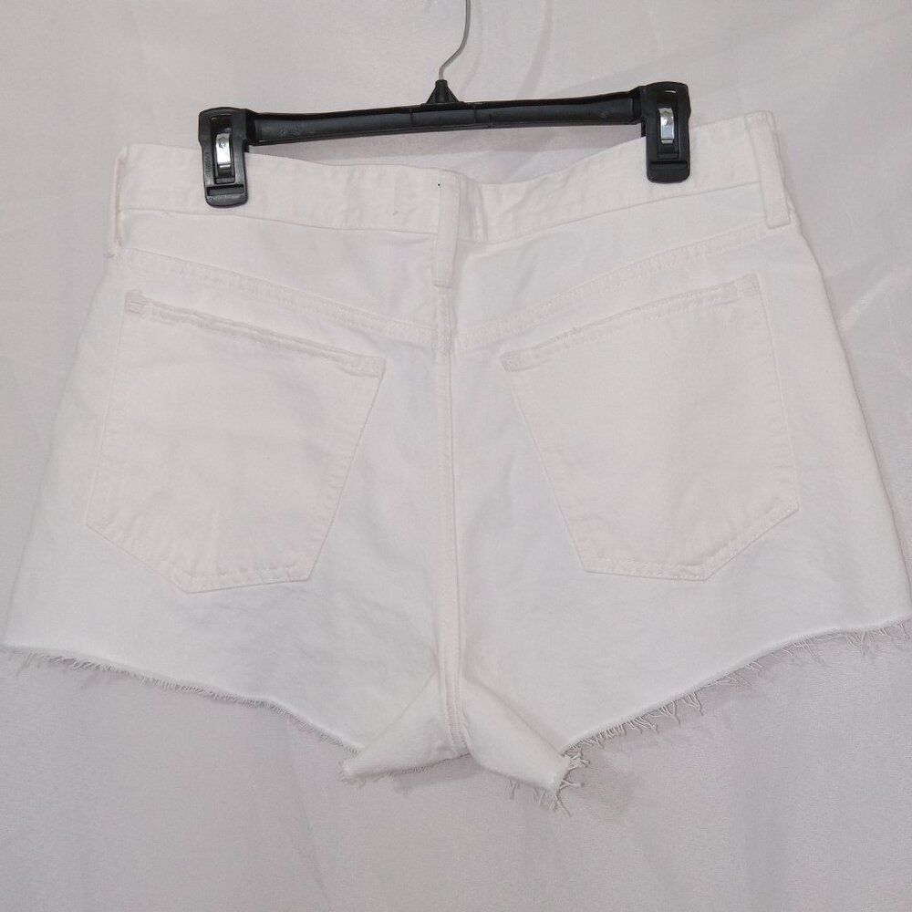 Madewell White Denim Shorts Womens 29 Relaxed Fit Raw Hem Button Fly 3" Inseam - Picture 5 of 16